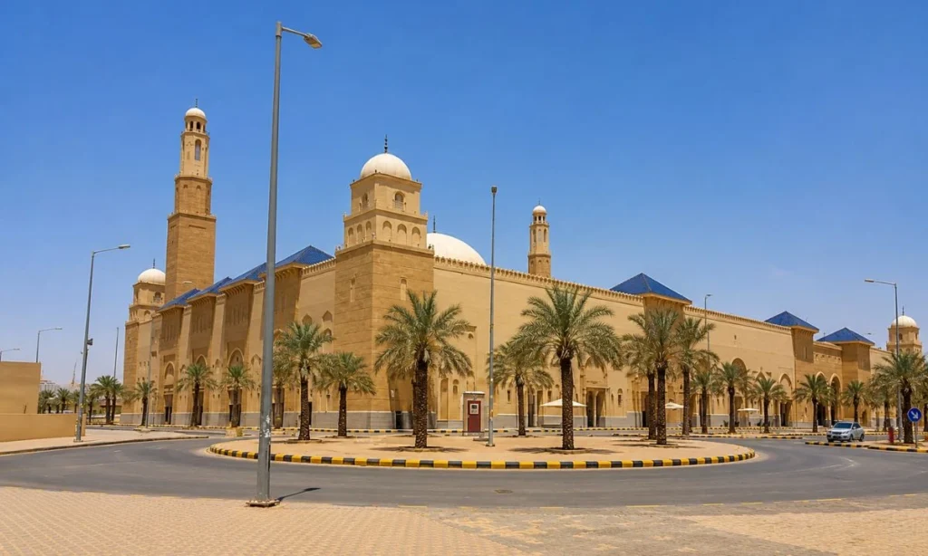 الواجهة الخارجية لجامع الملك خالد بالرياض في حي المطار الشمالي